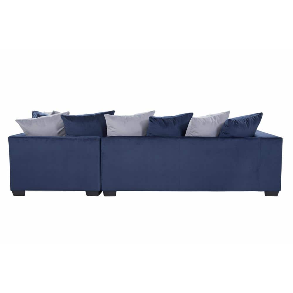 Navy Blue Microfiber Two-Piece Sectional Sofa with Chaise