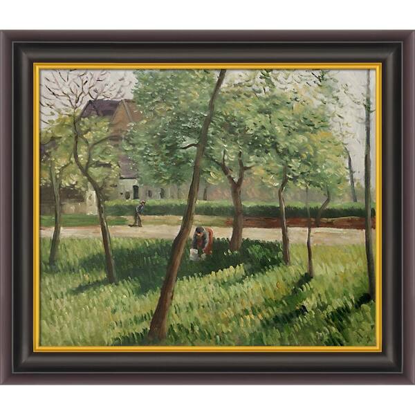 LA PASTICHE An Enclosure in Eragny by Camille Pissarro Opulent Framed Abstract Oil Painting Art Print 26 in. x 30 in.