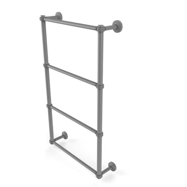 Allied Brass Waverly Place Collection 24 in. Wall Mounted 4 Tier Ladder Towel Bar with Groovy Detail in Matte Gray