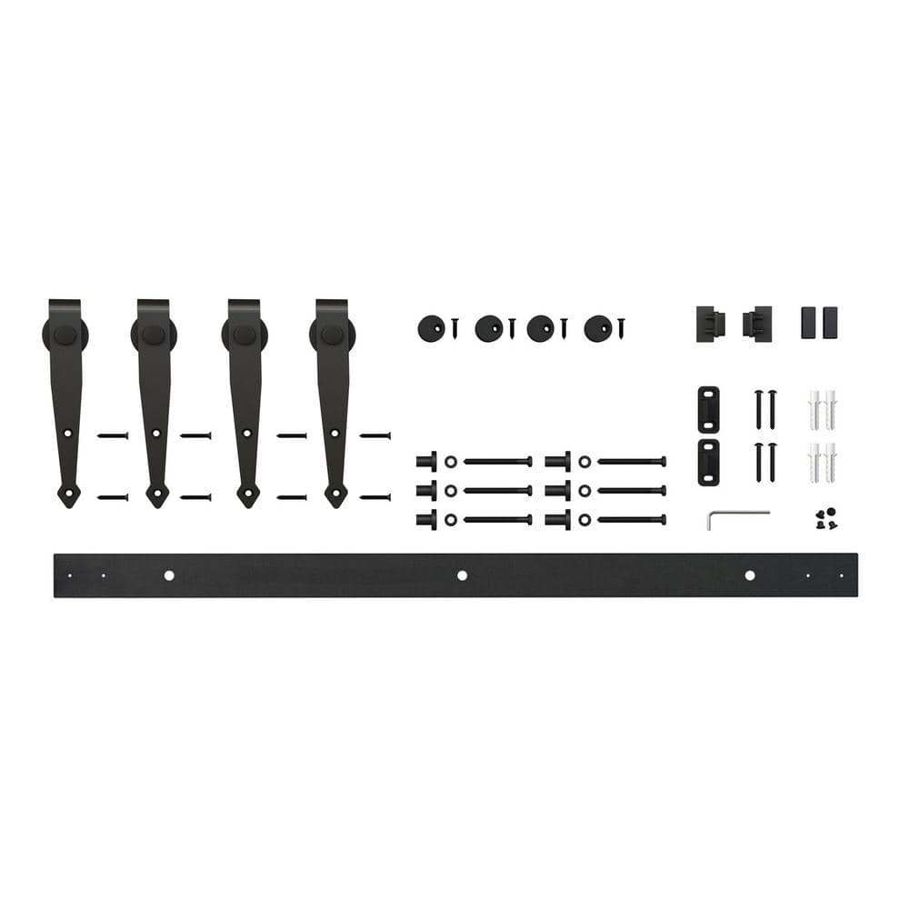 4 ft. Black Steel Solid Arrow Style Mini Sliding Rolling Barn Door Hardware Kit for Double Furniture Wood Doors price history on PriceWatchPro