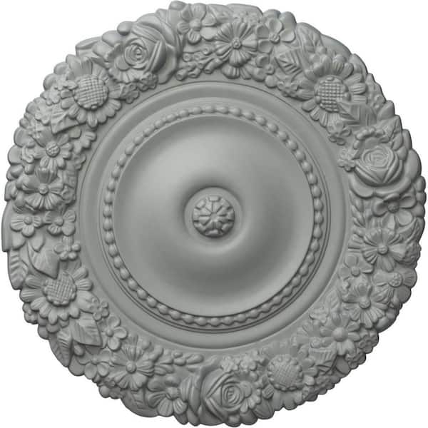 Ekena Millwork 21" x 2" Marseille Urethane Ceiling Medallion (Fits Canopies upto 7-3/8"), Primed White