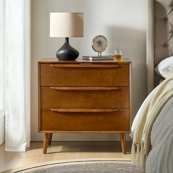 JAYDEN CREATION Sabine Acorn 30.38 in. 3-Drawer Accent Cabinet/Sideboard with Built-in Power Outlet