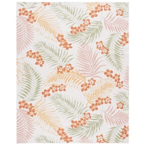 Sunrise Ivory/Rust Sage 8 ft. x 10 ft. Oversized Tropical Reversible Indoor/Outdoor Area Rug