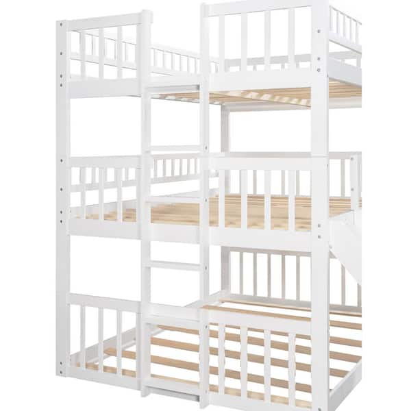 Ladder And Slide Triple Bunk Bed With, Raymour And Flanigan Bunk Beds Twin Over Full Length