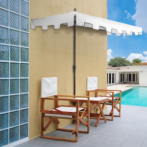 Sidney 9 ft. MidCentury Rectangular Half Market Patio Umbrella with Crank, Wind Vent and UV Protection in White/Black