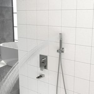 Single-Handle 1-Spray 12 in. Ceiling Mounted Shower Head with Tub and Shower Faucet in Brushed Nickel (Valve Included)