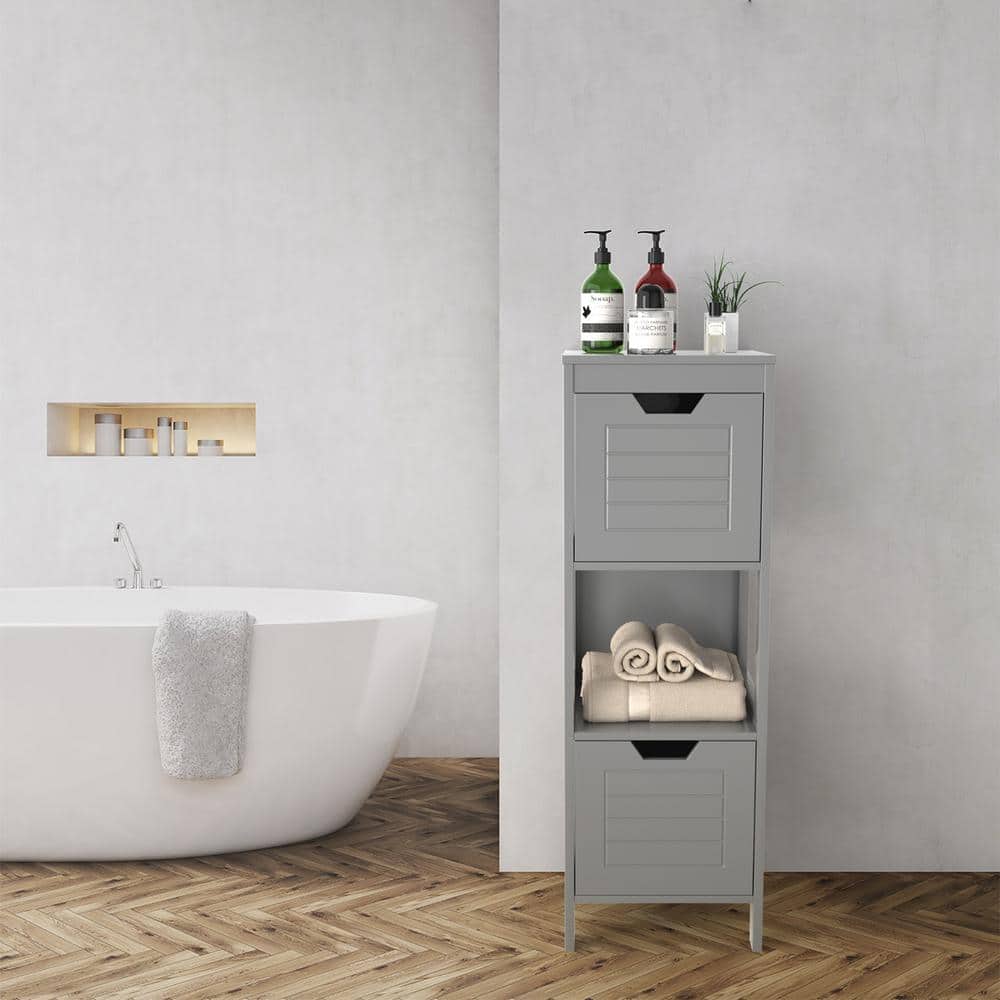 Modern Gray MDF Accent Cabinet with Safety Drawers