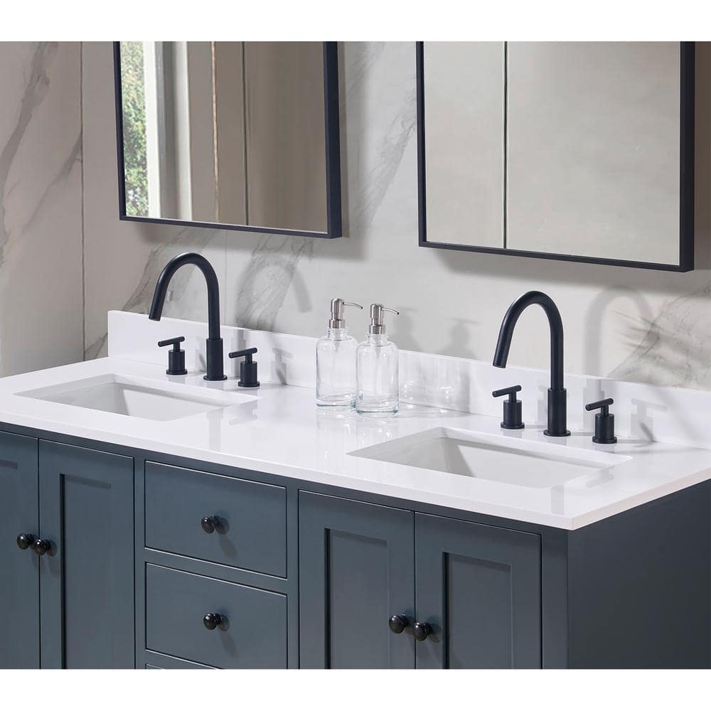 Snow White 61" Double Sink Composite Stone Vanity Top