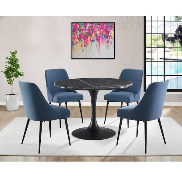 Steve silver round marble deals dining table