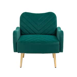 Green Velvet Accent Chair with Golden Feet for Living room