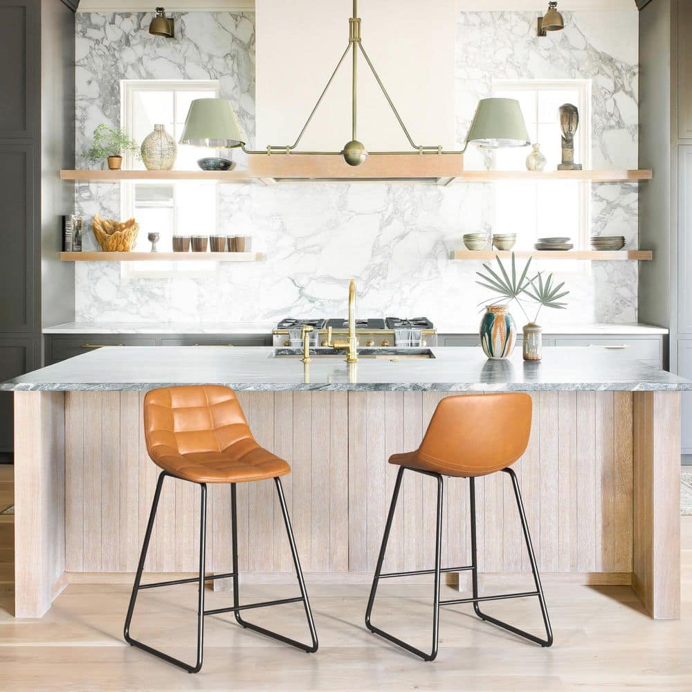 LUE BONA Whiskey Brown Mid Century Modern Low Back Metal