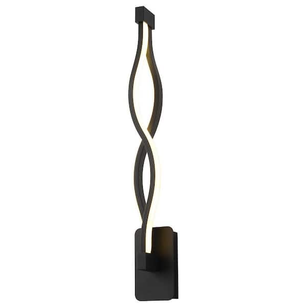 3.15 in. 1-Light Black Modern Wave-Shaped Wall Sconce LED Vanity Light with Acrylic Shade for Bedroom Living Room Stairs
