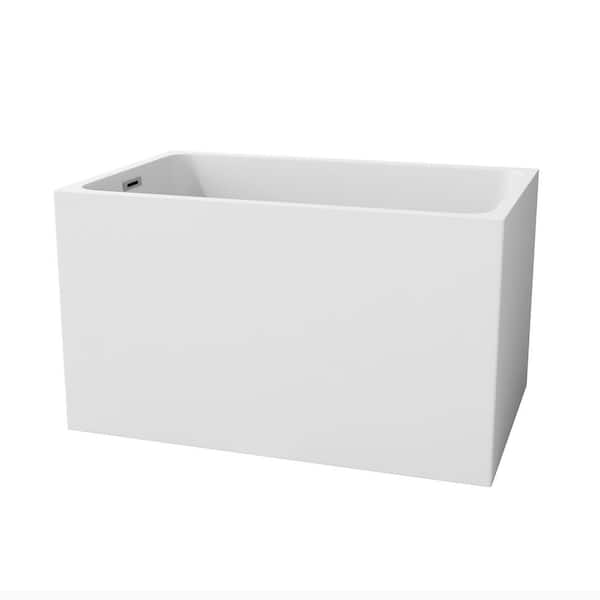 43. 3 in. x 28 in. Rectangle Acrylic Freestanding Soaking Bathtub in White Chrome Overflow Pop-Up Drain CUPC Certificate