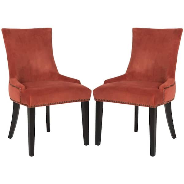 SAFAVIEH Lester 19 in. Dark Orange/Black Dining Chair (Set of 2)