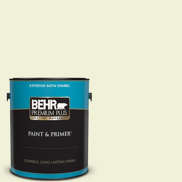 BEHR PREMIUM PLUS 1 gal. #P360-1 Budding Leaf Satin Enamel Exterior Paint & Primer