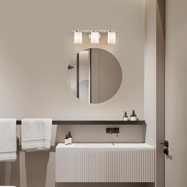 Edvivi 22.75 in. 3-Light Brushed Nickel Modern Vanity Light with