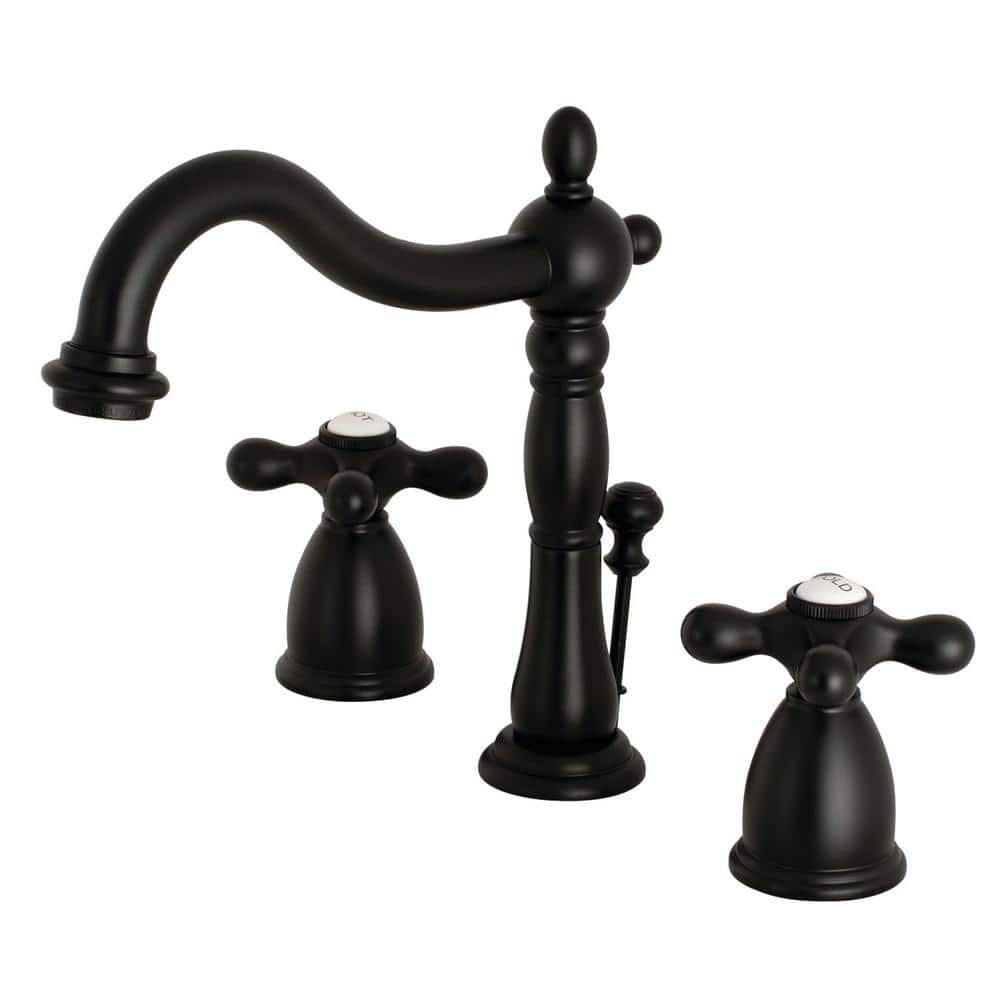 Kingston Brass Victorian Cross 8 in. Widespread 2-Handle Bathroom Faucet in  Matte Black HKB1970AX - The Home Depot