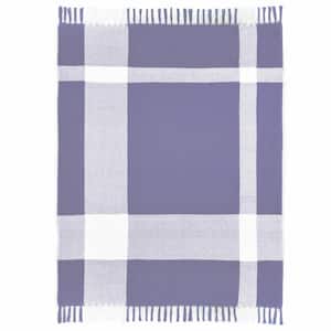 Charlie Purple Checked Cotton Throw Blanket