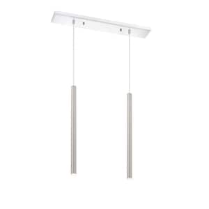 Forest 5-Watt 2-Light Integrated LED Chrome Shaded Chandelier with Brushed Nickel Steel Shade