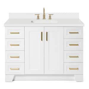 Taylor 49 in. W x 22 in. D x 36 in. H Freestanding Bath Vanity in White with Pure White Quartz Top