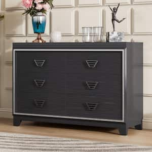 Black Classic Design 6-Drawer 47.2 in. W Dresser with Metal Handles