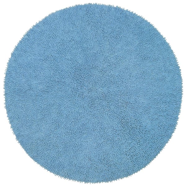 Light Blue Shag Chenille Twist 2 ft. x 2 ft. Round Accent Rug CHS2002R ...