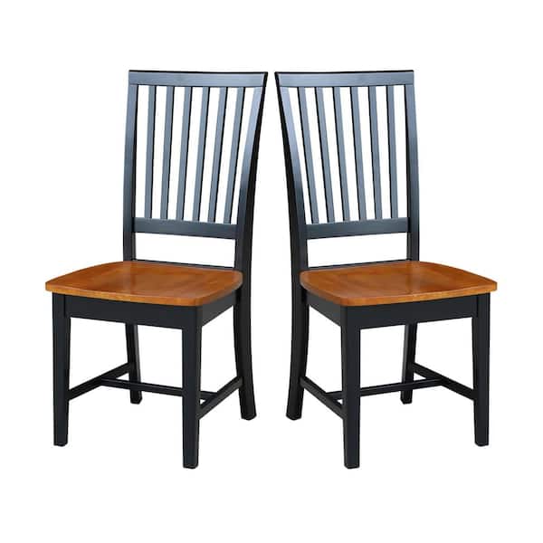 International Concepts Black & Cherry Wood Mission Dining Chair (Set of 2)