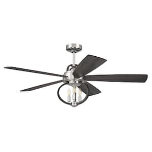 Reese 52 in. Indoor Dual Mount 6 Speed Polished Nickel Ceiling Fan, Smart Wi-Fi Enabled Remote and Integrated LED Light