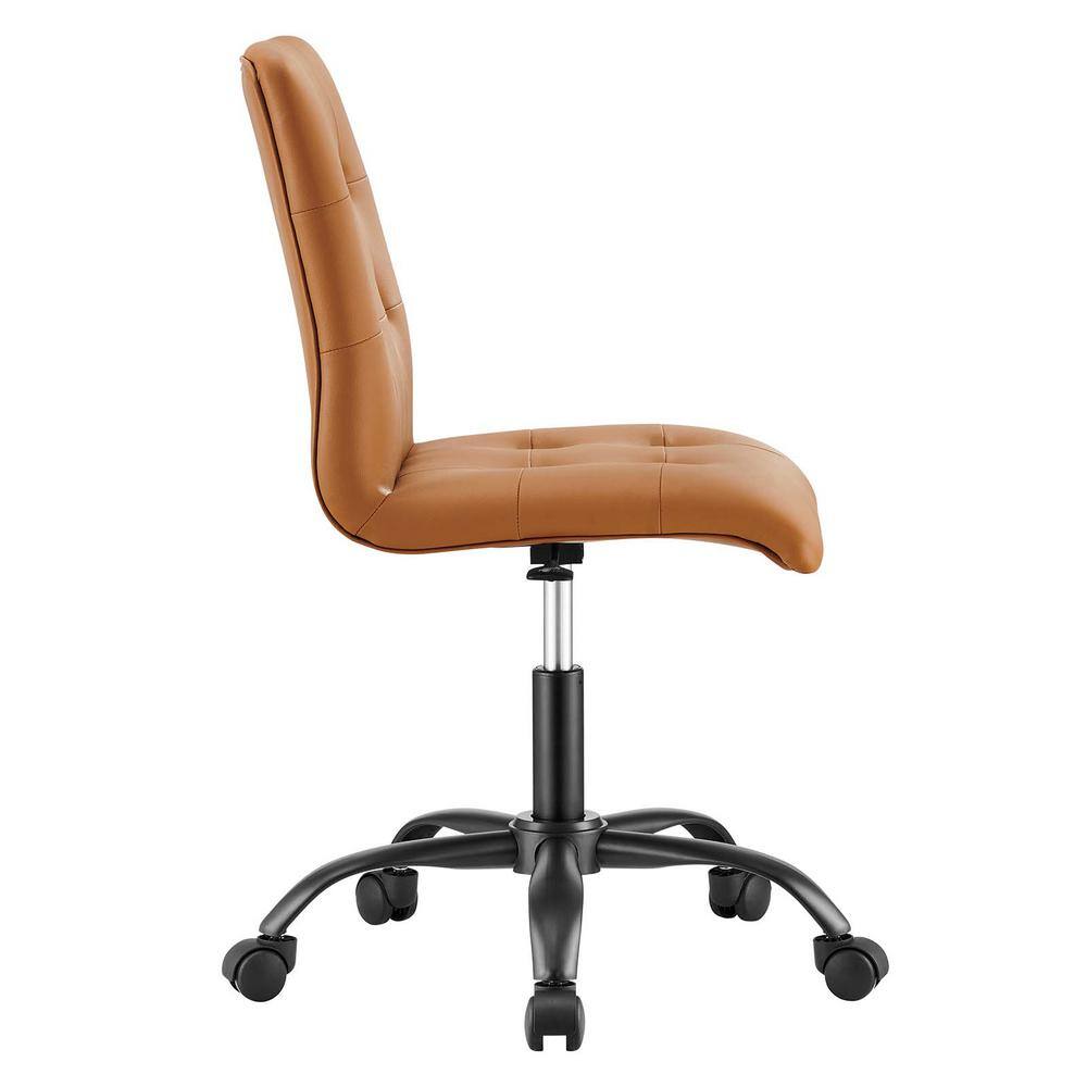Prim Tan Vegan Leather Armless Swivel Office Chair