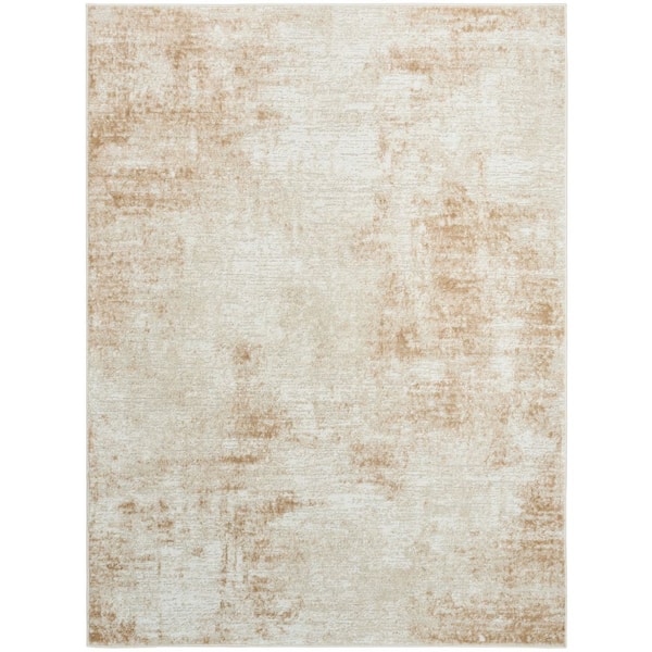 Dekor Ivory Beige 4 ft. x 6 ft. Abstract Contemporary Area Rug