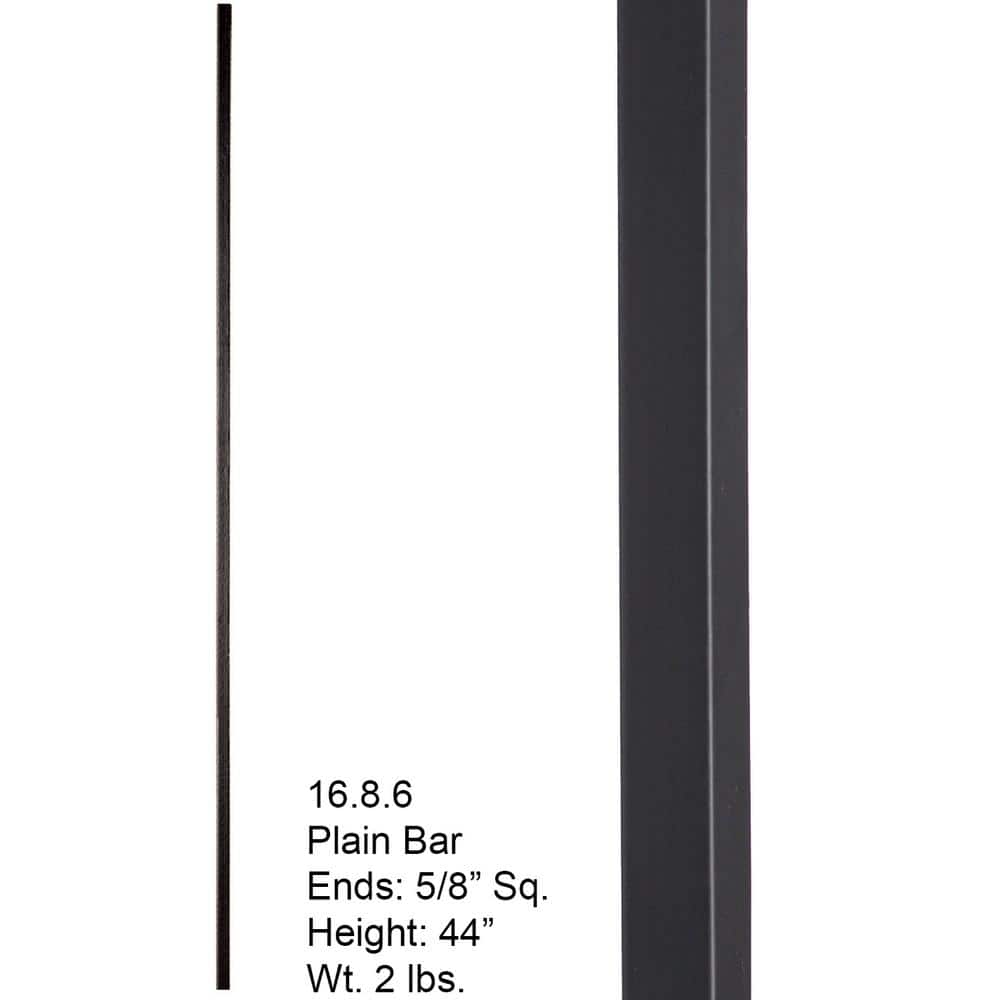 Satin Black 44" Square Hollow Metal Stair Baluster