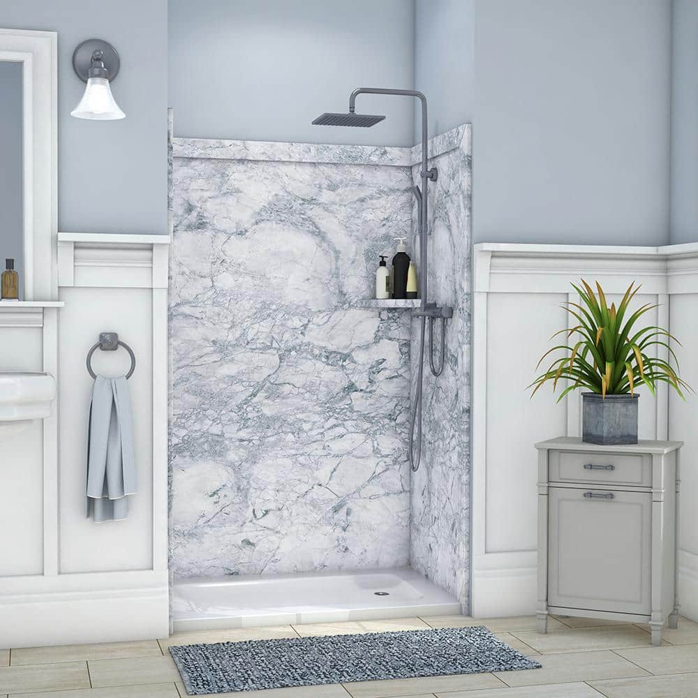 Elegance Everest Gray Marble 80" Alcove Shower Surround