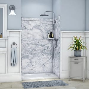 Elegance 36 in. x 48 in. x 80 in. 9-Piece Easy Up Adhesive Alcove Shower Wall Surround in Everest