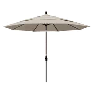 11 ft. Aluminum Collar Tilt Double Vented Patio Umbrella in Granite Olefin