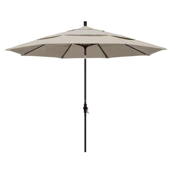 California Umbrella 11 ft. Aluminum Collar Tilt Double Vented Patio Umbrella in Granite Olefin