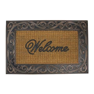 Brown and Black Swirled Rectangular Welcome 35 in. x 23 in. Outdoor Mat