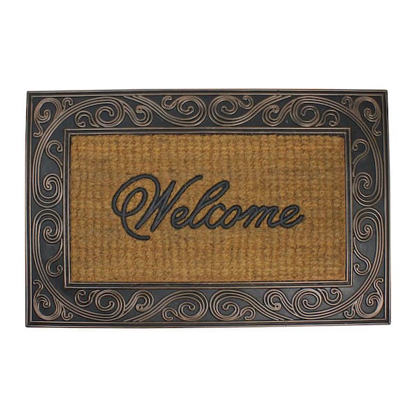 Northlight Brown and Black Swirled Rectangular Welcome 35 in. x 23 in. Outdoor Mat
