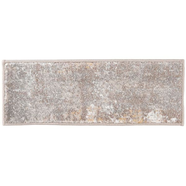 Kurdamir Sheyla Pumice/Shell 9 in. x 26 in. Woven Polypropylene Stair Tread Cover (Set of 1)