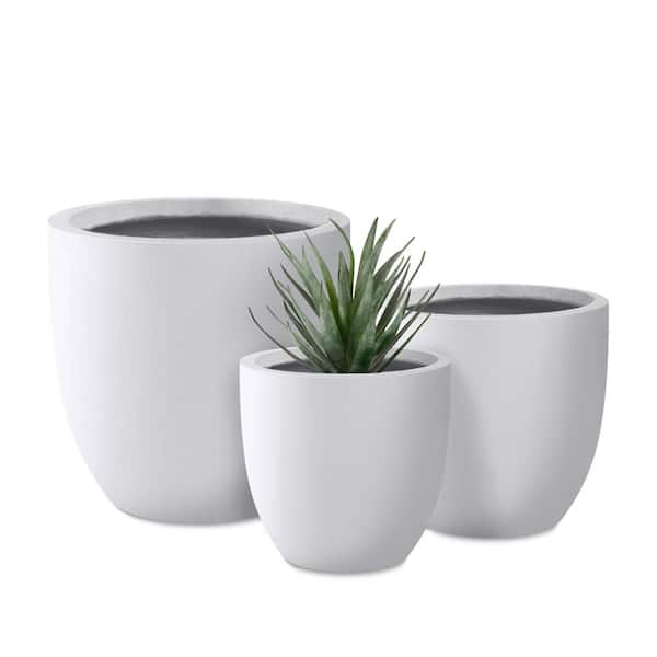 PLANTARA 32 in. and 23.6 in. H Concrete Tall Solid White planter, Large  Outdoor Plant pot, Modern Tapered Flower pot for Garden PA099S2-8011 - The  Home Depot