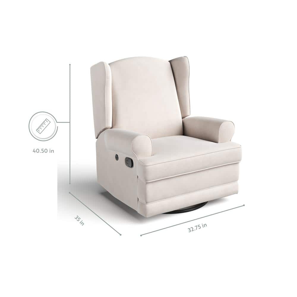 Ivory Swivel Recliner with Metal Base and USB Ports