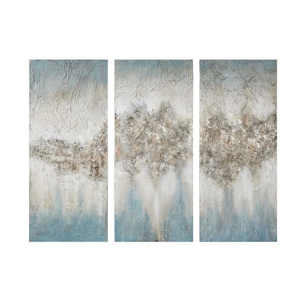 Anky 3-Piece Unframed Art Print 15 in. x 35 in. Heavily Embellished Canvas Wall Art Set
