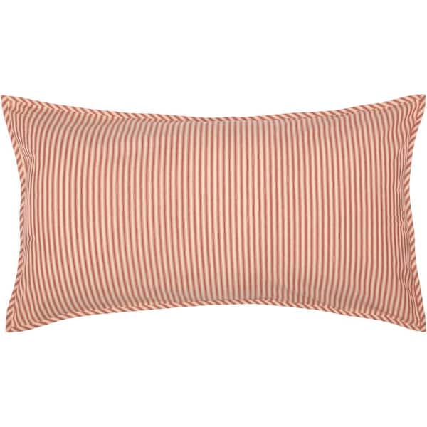 VHC BRANDS Sawyer Mill Red Farmhouse Ticking Stripe Cotton King Sham