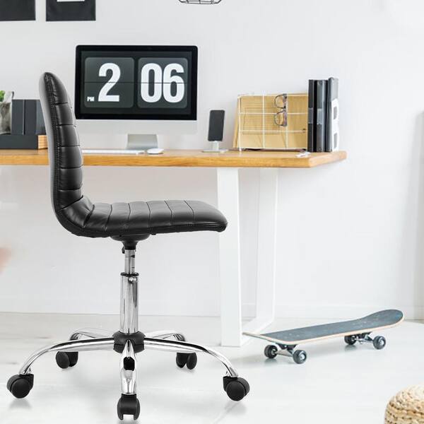 Yangming Black Modern Low Back, Armless Desk Chairs On Casters