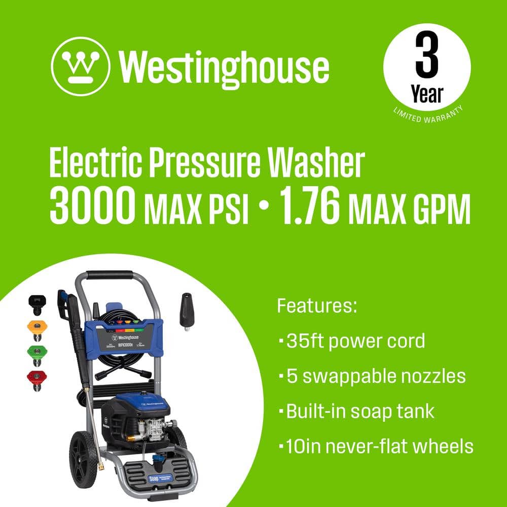 Westinghouse 3000 PSI Electric Pressure Washer with Soap Tank