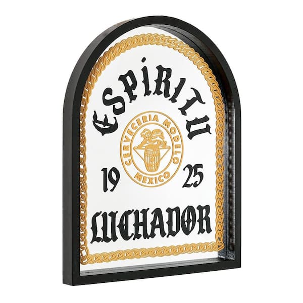 Espiritu Luchador 1925 Black 11. 5in W x 14. 5in H Masculine Classic Arch MDF Framed Mirror