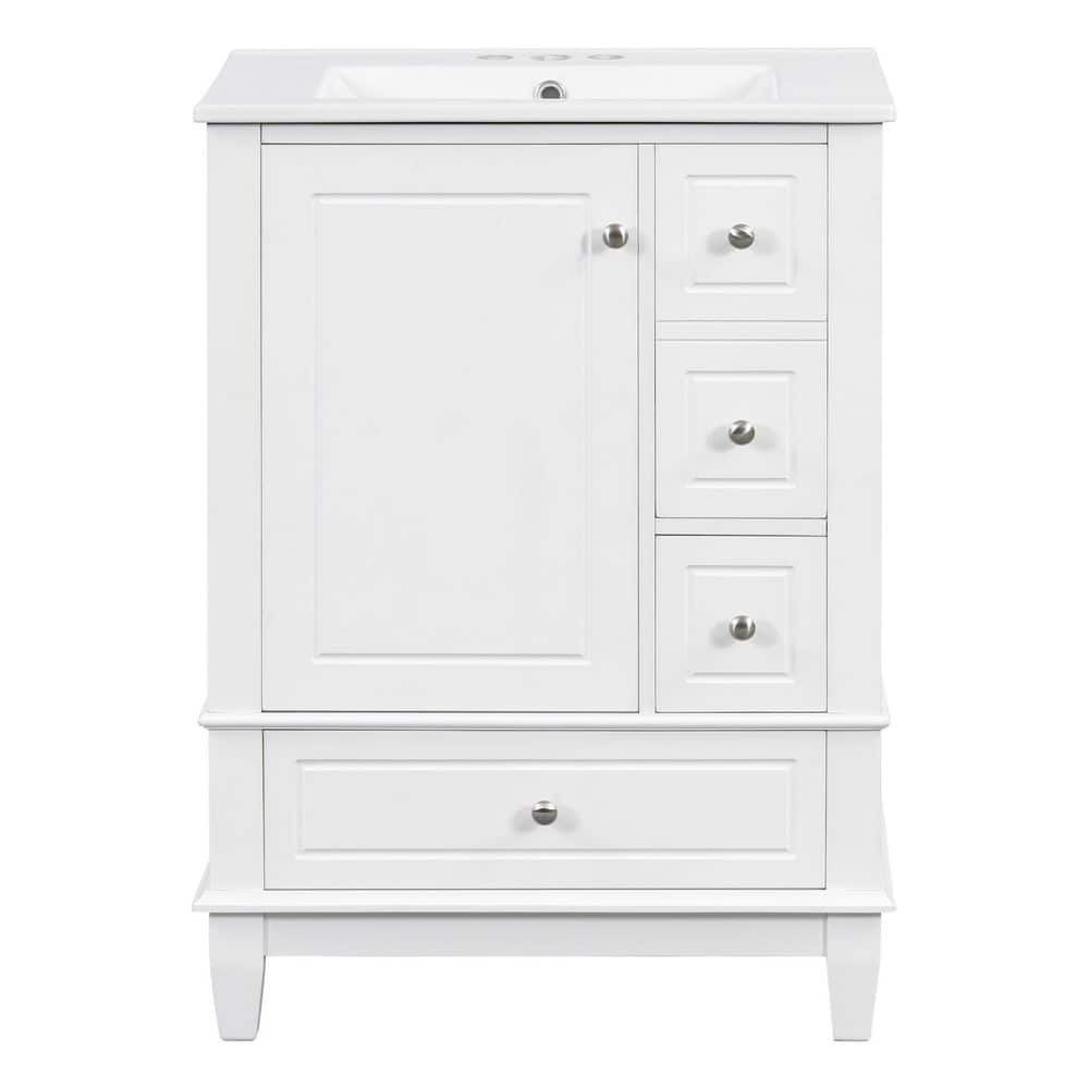 24 in. Single Sink Freestanding White Bath Vanity with White Ceramic Top price history on PriceWatchPro