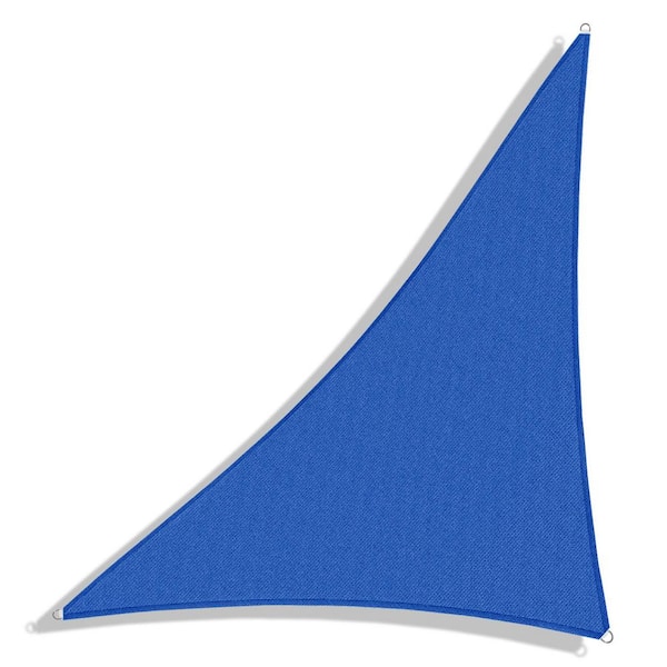 10 ft. x 10 ft. x 14 ft. HDPE Sun Shade Sail Triangle Canopy Shades for Outdoor, Fabric Blockage 95% UV Resistant, Blue