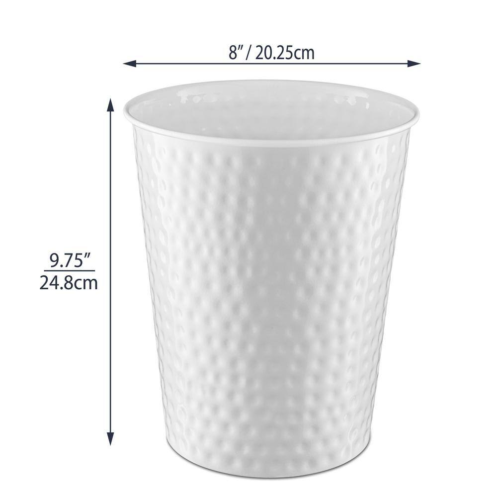 Classic White Hand Hammered Metal Bathroom Trash Can