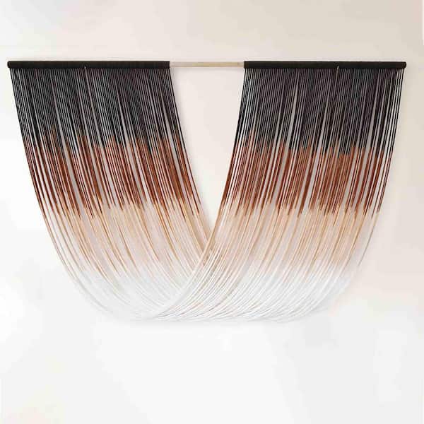 Unbranded Black and Brown 57 in. x 35 in. Cotton Dip-Dye Bohemian Tapestry