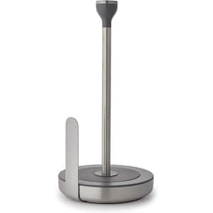 Classic Stainless Steel Soft-Touch Friction Pad Countertop Paper Towel Holder in Charcoal with Built-in Tear Bar
